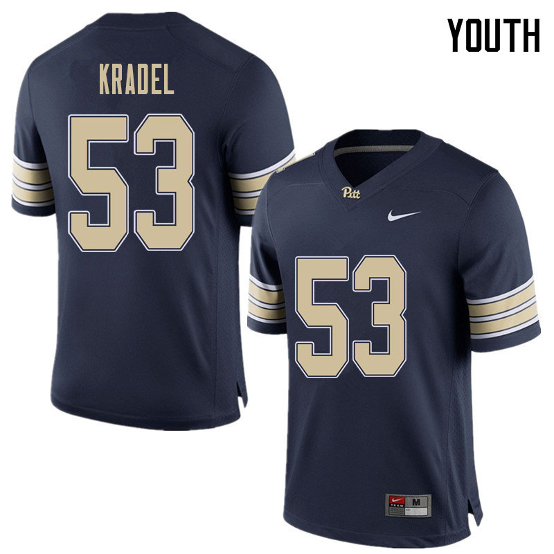 Youth #53 Jake Kradel Pittsburgh Panthers College Football Jerseys Sale-Home Blue